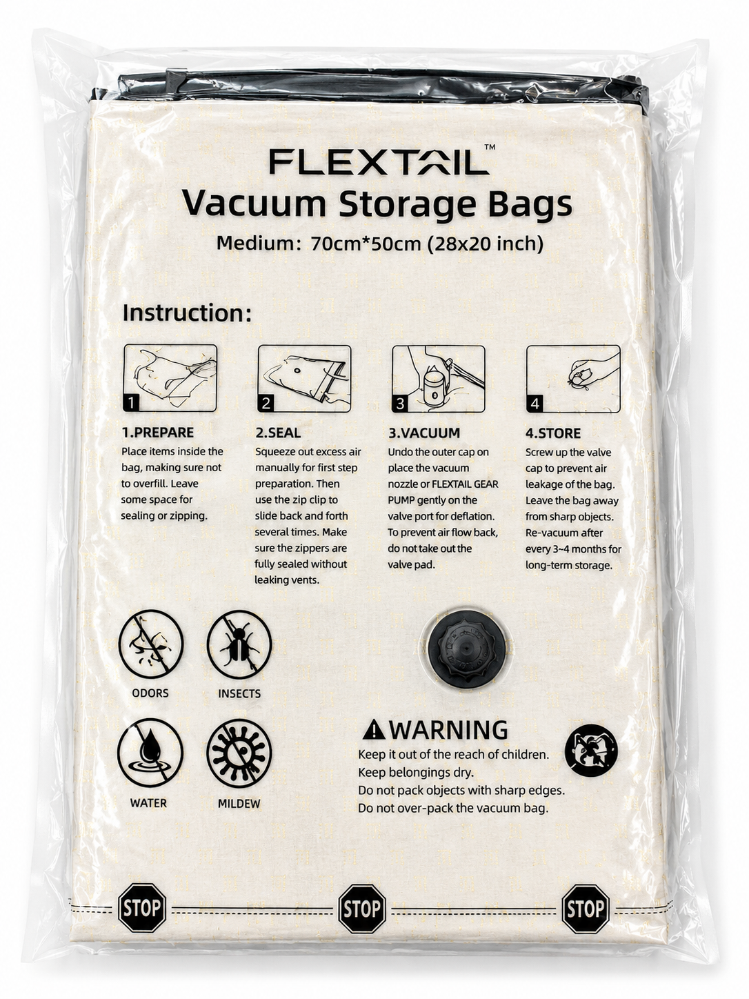 FLEXTAIL Vacuum Storage Bags – Medium 70 × 50 cm