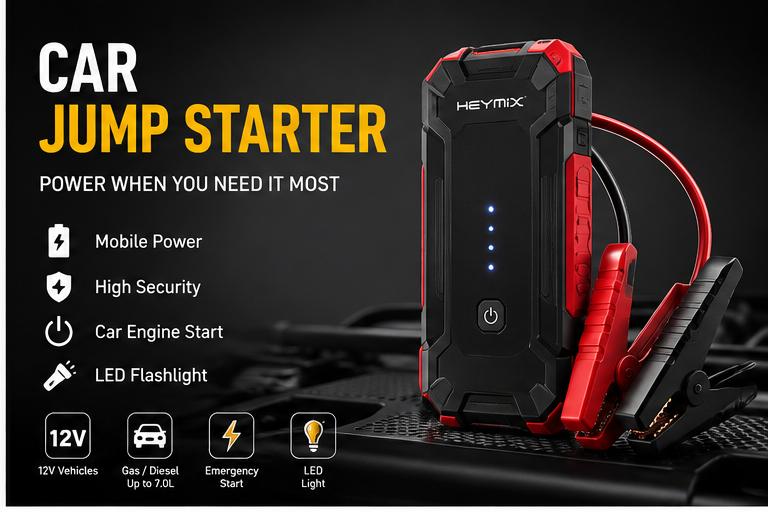 Heymix Portable 12V Car Jump Starter &amp; Power Bank